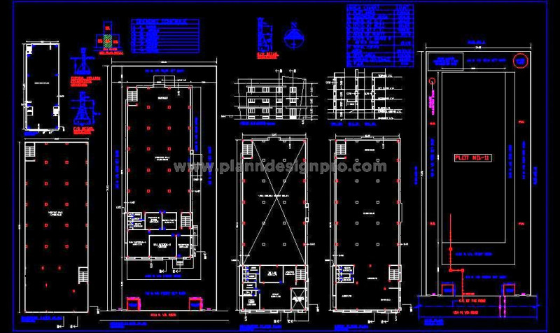 Industrial Factory Submission 2D CAD Drawing with Office and Hall